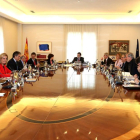 Reunión del Consejo de Ministros esta mañana, con el nuevo ministro de Economía, Román Escolano.-JUAN MANUEL PRATS