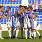 Los jugadores del Valladolid celebran un gol frente al UCAM Murcia-ARABA PRESS