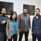Los ganadores del concurso 'From Limit to Live it' delante del proyecto ganador, expuesto en la Casa de la Moneda en Segovia.-ICAL