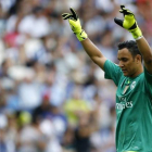 El portero del Real Madrid, Keylor Navas, durante el partido disputado contra el Espanyol en el Power 8 Stadium de Cornellá-El Prat.-ALEJANDRO GARCÍA / EFE