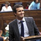 Pablo Casado, este martes en el Congreso, durante el debate de investidura.-DAVID CASTRO