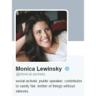 Imágen del perfil de Mónica Lewinsky.-Foto: TWITTER