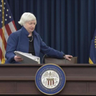 Janet Yellen, presidenta de la Reserva Federal, en una rueda de prensa, en Washington.-AP / SUSAN WALSH