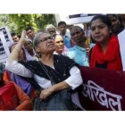 Manifestantes de la organización All India Democratic Women en una protesta ante la Embajada de Arabia Saudí en Nueva Delhi, el pasado 10 de setiembre.-REUTERS / ANINDITO MUKHERJEE