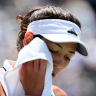 Garbiñe Muguruza, en el partido ante Wozniacki.-AL BELLO