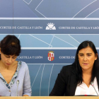 La portavoz del Grupo Parlamentario Socialista, Ana Redondo, y la secretaria de Organización, Ana Sánchez (D), valoran asuntos de actualidad política en la Comunidad-Ical