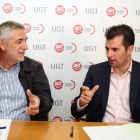 Los secretarios generales del PSCyL y UGT, Luis Tudanca, y Agustín Prieto, respectivamente, mantienen un encuentro de trabajo-Ical