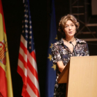 La ministra de Agricultura y Medio Ambiente, Isabel García Tejerina, durante su intervención en la Convención Nacional de la Cámara de Comercio Hispana de los Estados Unidos.-ICAL