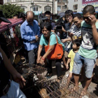 La activista Xiaoyun compra perros para evitar que sean sacrificados en el festival de carne de Yulin.-Foto: STR / AFP