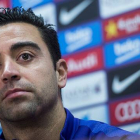 Xavi, en la sala de prensa de la ciudad deportiva.-Foto: JORDI COTRINA