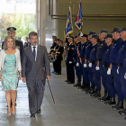 La delegada del Gobierno María José Salgueiro acompañada por Ignacio Cosidó, accede al pabellón 1 de la Feria de Valladolid donde se celebró el Día de la Policía 2016. -ICAL