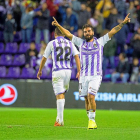 Verde, hoy titular ante el Mallorca, celebra su gol ante el Espanyol.-PABLO REQUEJO