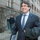 Carles Puigdemont, este lunes, tras la conferencia en la Universidad de Copenhague.-EFE / RICARDO RAMÍREZ
