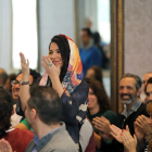 La directora iraní Farnoosh Samadi en la lectura del palmarés tras anunciarse la Espiga de Oro para su corto ‘Negah’.-ICAL