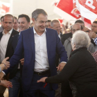 José Luis Rodríguez Zapatero, ayer en el cierre de campaña del PSOE de Castilla y León en la capital leonesa.-ICAL