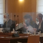El acusado, último por la derecha, durante el inicio del juicio con jurado en la Audiencia de Valladolid. - EUROPA PRESS.
