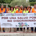 Los trabajadores de USCAL en manifestación en Valladolid.-ICAL