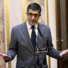 El presidente del Congreso de los Diputados, Patxi López, ayer, en rueda de prensa.-JUAN MANUEL PRATS