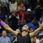 Nadal celebra su victoria ante Matteo Berrettini.-AFP / DON EMMERT
