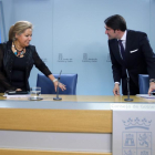 La vicepresidenta y portavoz de la Junta, Rosa Valdeón, informa de los acuerdos alcanzados en el consejo de Gobierno de la Junta junto al consejero de Fomento y Medio Ambiente, Juan Carlos Suárez-Quiñones-ICAL