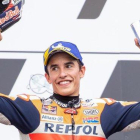 Marc Márquez (Honda) celebró, en Spielberg, su décimo podio en 11 carreras.-AFP / JOHANN GRODER