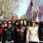 Ana Sánchez, Luis Tudanca y Virginia Barcones, en la manifestación.-ICAL