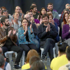 Los diputados Juanma del Olmo (Valladolid), Ana Marcello (León) y Rafa Mayoral (Madrid)y Pablo Fernández junto a otros candidatos municipales.-J.M. LOSTAU