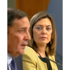 Antonio Sáez y Milagros Marcos durante la rueda de prensa.-ICAL