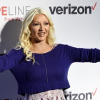 Christina Aguilera, durante el acto donde ha confesado que fue maltratada cuando era niña.-AP / CHRIS PIZZELLO