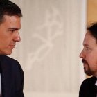 Pedro Sánchez y Pablo Iglesias el pasado 9 de julio.-EFE / JUAN CARLOS HIDALGO