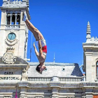 Un salto acrobático en la presentación de la última Copa del Mundo celebrada en Valladolid en 2017.-EL MUNDO