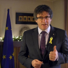 Carles Puigdemont, durante su mensaje de fin de año desde Bruselas.-