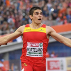 Bruno Hortelano, en la carrera de 200 en la que ganó el campeonato de Europa, en julio pasado-AP