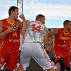 Sergio de la Fuente (4) y Nacho Martín (1) en un partido internacional con España 3x3.-E. M.