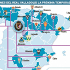 Las conexiones del Real Valladolid la próxima temporada.-El Mundo de Castilla y León
