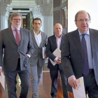 Juan Vicente Herrera, seguido por Santiago Aparicio, Vicente Andrés y Faustino Temprano, ayer en la Junta.-ICAL