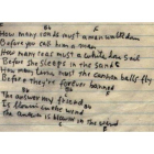 Manuscrito de 'Blowing in the wind'.-