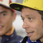 Valentino Rossi y Marc Márquez, en la conferencia de prensa del Gran Premio de Austria.-MIRCO LAZZARI