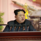 Kim Jong-un, durante un acto del Ejército, el pasado 5 de diciembre.-AFP / KNS