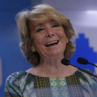 Esperanza Aguirre, en su rueda de prensa de valoración del 24-M, ayer.-Foto: DAVID CASTRO