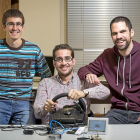 Carlos Meléndez, Víctor Martínez y Rubén Ruiz en la Escuela Técnica Superior de Ingenieros de Telecomunicación de Valladolid.-PHOTOGENIC