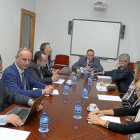 Los rectores y vicerrectores de las universidades de Valladolid, León y Burgos durante la reunión de ayer.-EM