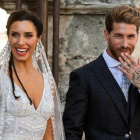 Pilar Rubio y Sergio Ramos, a la salida de su boda.-EFE / RAÚL CARO