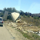 Restos del camión y parte de  la carga en el siniestro de la A-6 a la altura de Villardefrades.-Noticias Castilla y León.com