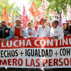 Manifestación del 1º de Mayo, Día Internacional de los Trabajadores. Participan, los secretarios regionales de CCOO y UGT, Vicente Andrés y Faustino Temprano, respectivamente-ICAL