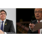 A la izquierda, Carles Puigdemont, expresident de la Generalitat. A la derecha, Cristóbal Montoro, ministro de Hacienda-EL PERIÓDICO