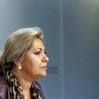 La vicepresidenta de la Junta, Rosa Valdeón, ayer tras el Consejo de Gobierno.-Ical