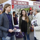 El secretario general de Podemos de Castilla y León, Pablo Fernández, apoya en Zamora la lista de Unidos Podemos encabezada por Braulio Llamero.-ICAL
