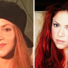A la izquierda, Shakira con su pelo cobrizo actual. Al lado, con el pelirrojo más vivo, en el 2002.-EL PERIÓDICO