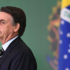 El presidente brasileño, Jair Bolsonaro, en una ceremonia en el palacio de Planalto, en Brasilia.-EVARISTO SA (AFP)